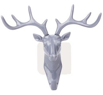 Zelfklevende Haak Muur Herten Hoofd Haak Voor Opknoping Kleding Hoed Sjaal Sleutel Herten Hoorns Hanger Rack Muur Decoratie Zak toetsen Sticky Grijs