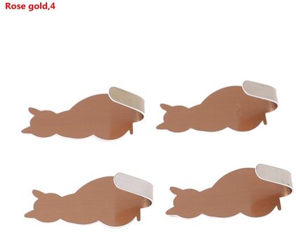 Zelfklevende Haken Kat Patroon Opslag Houder Voor Badkamer Keuken Hanger Stick Op Wall Opknoping Deur Kleren Handdoekhouders roos goud 4