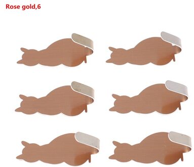 Zelfklevende Haken Kat Patroon Opslag Houder Voor Badkamer Keuken Hanger Stick Op Wall Opknoping Deur Kleren Handdoekhouders roos goud 6