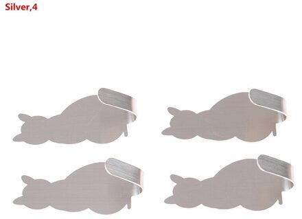 Zelfklevende Haken Kat Patroon Opslag Houder Voor Badkamer Keuken Hanger Stick Op Wall Opknoping Deur Kleren Handdoekhouders zilver 4