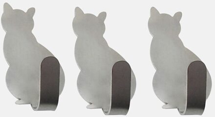 Zelfklevende Haken Kat Vormige Opslag Houder Voor Badkamer Opknoping Deur Kleren Handdoekhouders Keuken Sleutel Hanger Haak Op Muur 3stk-C