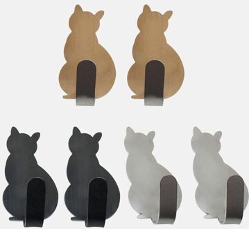 Zelfklevende Haken Kat Vormige Opslag Houder Voor Badkamer Opknoping Deur Kleren Handdoekhouders Keuken Sleutel Hanger Haak Op Muur 6stk