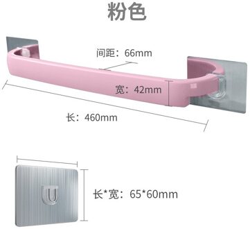 Zelfklevende Handdoek Houder Rek Wandmontage Handdoek Hanger Badkamer Handdoekenrek Haak Badkamer Finisher Badkamer Accessoires roze