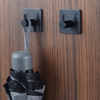 Zelfklevende Huis Keuken Muur Deur Haak Houder Rack Handdoek Hanger Badkamer Rack Haken Aluminium zwart