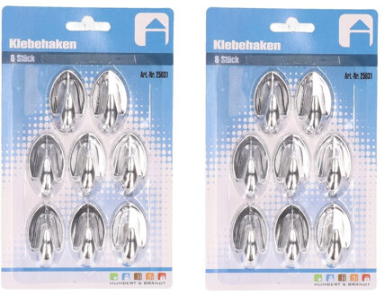 Zelfklevende keuken/badkamer haakjes 3,5x5,5cm 16 stuks - Action products