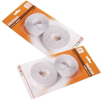 Zelfklevende klittenband / 4x witte rollen - van 200 x 2 cm - plakranden