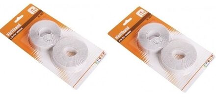 Zelfklevende klittenband / 8x witte rollen - van 200 x 2 cm - plakranden