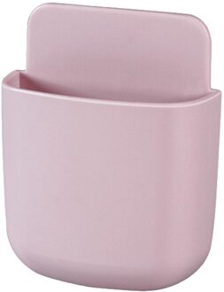 Zelfklevende Mobiele Telefoon Plug Houder Tv Airconditioner Afstandsbediening Opbergdoos Case Stand Container Wandmontage Organizer roze