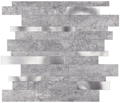 Zelfklevende Mozaïek Tegel - Afimera Alu Wildverband - Natuursteen Grijs/Zilver - 303x298x4mm