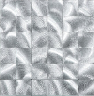 Zelfklevende Mozaïek Tegel - Afimera Grote Blokken XL - Geborsteld Zilver - 305x305x4mm