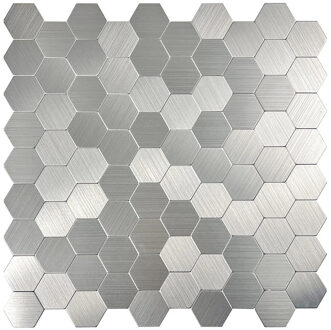 Zelfklevende Mozaïek Tegel - Afimera Hexagon - Geborsteld Zilver - 291x286x4mm