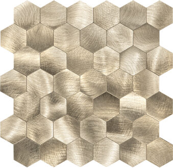 Zelfklevende Mozaïek Tegel - Afimera Hexagon XL - Geborsteld Goud - 290x288mm