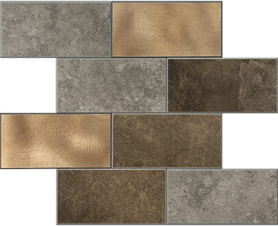 Zelfklevende Mozaïek Tegel - Afimera Metro XL - Taupe/Grijs/Koper - 305x305x4mm