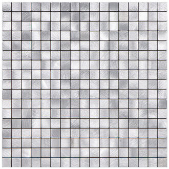Zelfklevende Mozaïek Tegel - Afimera Mini Blokjes - Geborsteld Zilver - 265x265x4mm