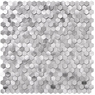 Zelfklevende Mozaïek Tegel - Afimera Mini Hexagon - Geborsteld Zilver - 308x298x4mm