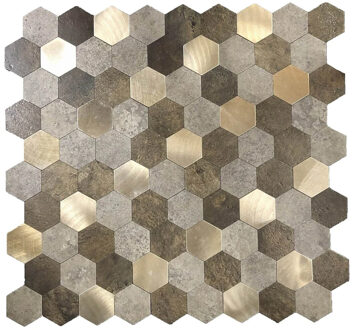 Zelfklevende Mozaïek Tegel - Afimera Mix Hexagon - Bruin/Koper - 288x280x4mm
