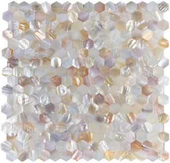 Zelfklevende Mozaïek Tegel - Afimera Mother of Pearl Hexagon Shell Tiles - Wit - 305x305x3.3mm
