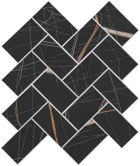 Zelfklevende Mozaïek Tegel - Afimera Visgraat Ceasar XL - Zwart - 272x240x4mm