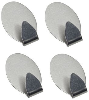 Zelfklevende ophanghaakjes 12x ovaal RVS 5 x 3 cm