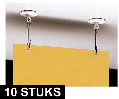 Zelfklevende plafondhaak - 10x - met oog - kunststof - 3,9 cm