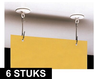 Zelfklevende plafondhaak - 6x - met oog - kunststof - 3,9 cm Multi