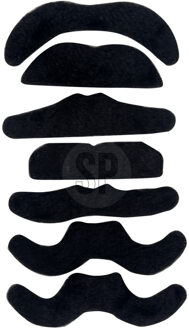 Zelfklevende plaksnorren set van 7 stuks - carnaval/verkleed accessoires - zwart - Verkleedsnorren