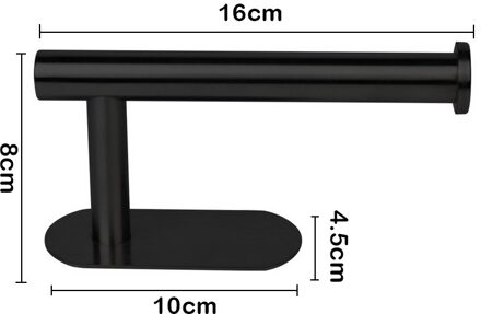 Zelfklevende Rvs Wc Papierrolhouder Organisatoren Bar Handdoek Ring Rail Rack Non-Boren Wc Accessoires A-zwart