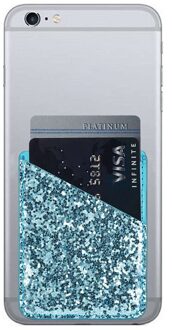 Zelfklevende Sequin Decoratie Praktische Portemonnee Mode Stok Op Telefoon Mini Credit Pocket Kaarthouder Business Wallet Ultra Slim Blauw