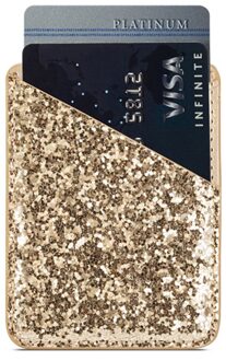 Zelfklevende Sequin Decoratie Praktische Portemonnee Mode Stok Op Telefoon Mini Credit Pocket Kaarthouder Business Wallet Ultra Slim Goud