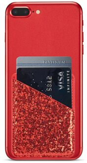 Zelfklevende Sequin Decoratie Praktische Portemonnee Mode Stok Op Telefoon Mini Credit Pocket Kaarthouder Business Wallet Ultra Slim Rood