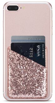 Zelfklevende Sequin Decoratie Praktische Portemonnee Mode Stok Op Telefoon Mini Credit Pocket Kaarthouder Business Wallet Ultra Slim Roze