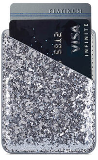 Zelfklevende Sequin Decoratie Praktische Portemonnee Mode Stok Op Telefoon Mini Credit Pocket Kaarthouder Business Wallet Ultra Slim Zilver