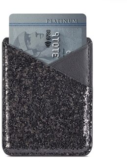 Zelfklevende Sequin Decoratie Praktische Portemonnee Mode Stok Op Telefoon Mini Credit Pocket Kaarthouder Business Wallet Ultra Slim zwart