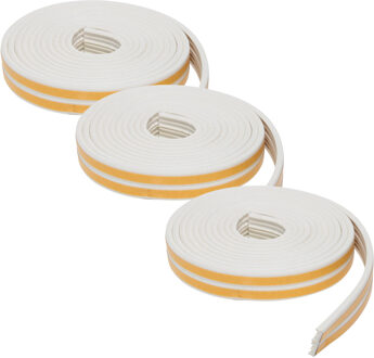 Zelfklevende tochtstrip - 3x - wit - 6 m / 1 cm - huis isolatie - Tochtstrips / tochtstroken voor ra