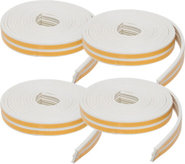 Zelfklevende tochtstrip - 4x - wit - 6 m / 1 cm - huis isolatie - Tochtstrips / tochtstroken voor ra