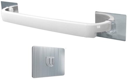 Zelfklevende Wandmontage Badkamer Handdoek Bar Plank Rack Holder Toilet Roll Paper Opknoping Hanger Multifunctionele Plastic Houder wit