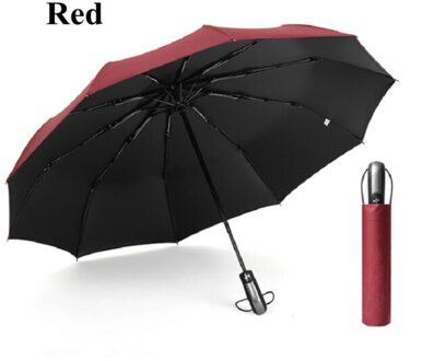 Zelfopenend Paraplu Unisex Regendicht/Uv-Proof Paraplu Automatisch Opent En Sluit Winddicht Reizen Vouw rood
