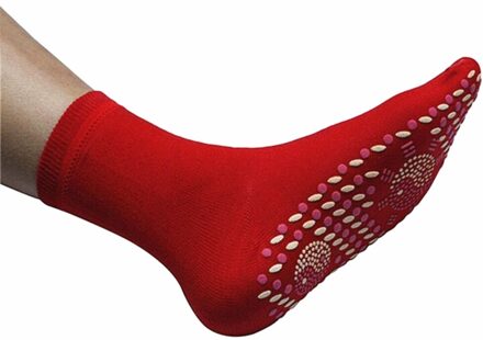 Zelfopwarming Gezondheidszorg Sokken, Magnetische Therapie Massage, Warm En Koud-Slip Katoenen Sokken rood