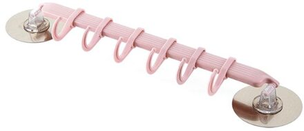 Zelfs Rij Haken Sterke Lijm Haak Keuken Muur Opknoping, Badkamer Nail-Gratis Naadloze Rack Hanger Haak Planken 1stk roze