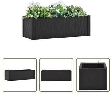 Zelfwatergevende Tuinbak - 100 x 43 x 33 cm - Rattan-look - Antraciet - 90L Grijs