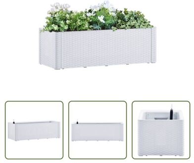 Zelfwatergevende Tuinbak - 100x43x33 cm - 90 L - Wit - PP materiaal - Rattan-look - UV - weer en