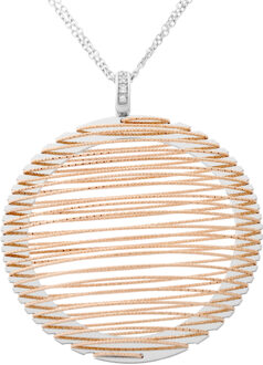 'Zelia' Dames 925 Zilveren Ketting met Hangertje - Zilver/Roos ZK-7180 - maat Zilver en roségoud