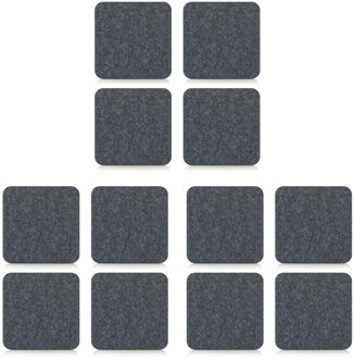 Zeller 12x Onderzetter - antraciet grijs - vilt - 10 x 10 cm - voor glazen - voor op tafel