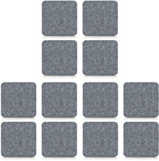 Zeller 12x Onderzetter - grijs - vilt - 10 x 10 cm - voor glazen - voor op tafel - warmtebestendig
