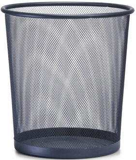 Zeller 1x Antraciet grijze prullenbakje/vuilnisbakje rond van draadmetaal/mesh 26 x 28 cm