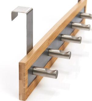 Zeller 1x Bruin/zilveren kastdeur kapstokken met 5 haken 36 cm