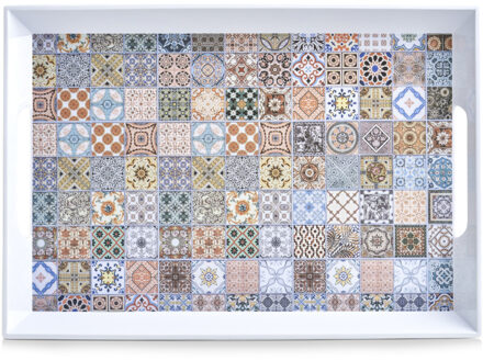 Zeller 1x Dienbladen melamine met mozaiekprint 50 x 35 cm Multi