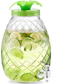 Zeller 1x Groene luxe glazen drank dispensers ananas 4,5 liter
