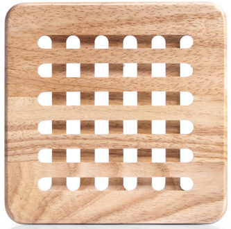 Zeller 1x Luxe houten pannenonderzetters vierkant 20 cm