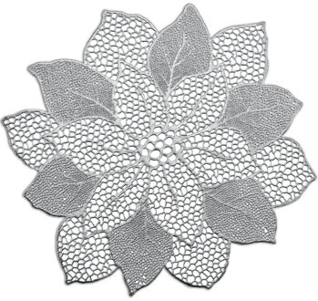 Zeller 1x placemats bloemen vorm - kunststof - 49 x 47 cm - zilver